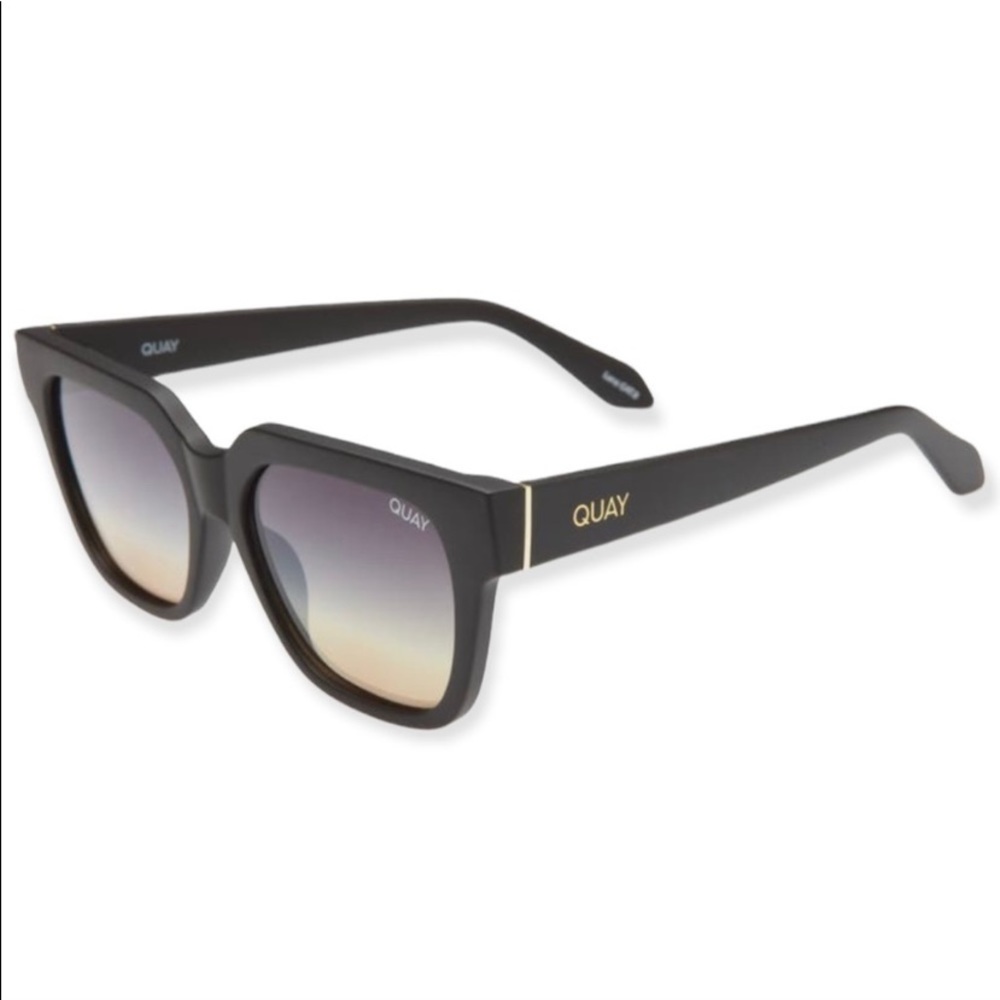 Quay Australia PSA Matte Black Gold Sunglasses NWT - Picture 4 of 9